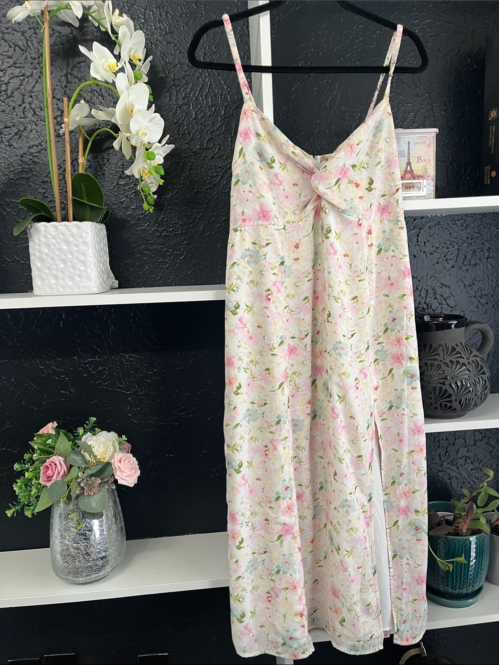 Abercrombie & Fitch Pink Floral Midi Slip Dress LP